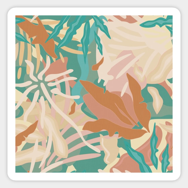 Abstract Tropical Plants / Turquoise and Pastels Sticker by matise